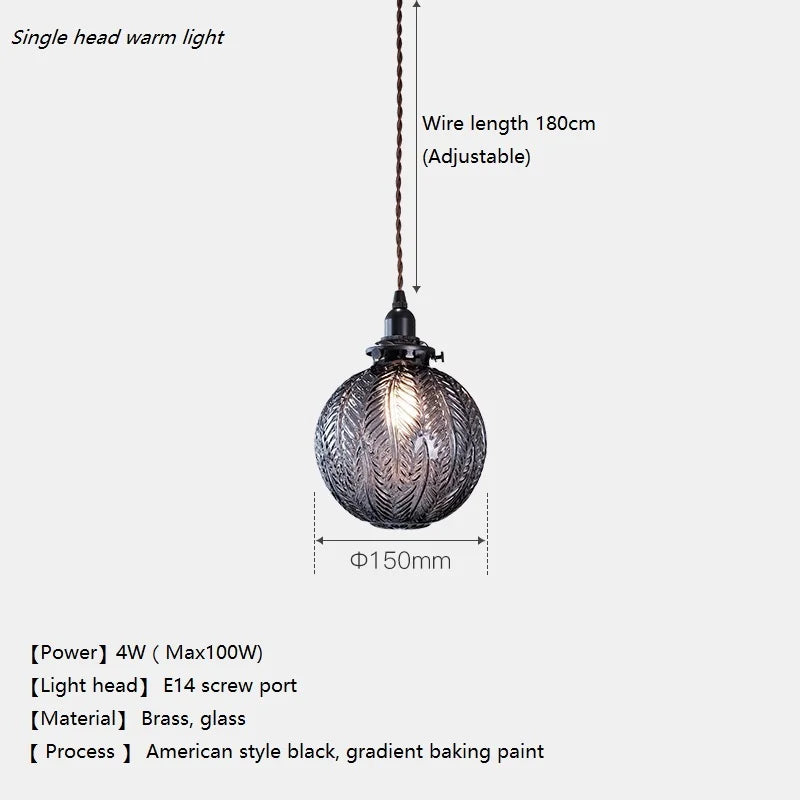 lustre nordique loft boule de verre led décoration de luxe - vue 9 sur 10