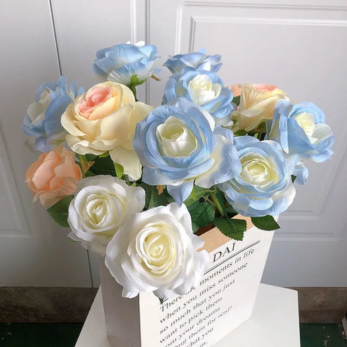 rose artificielle dégradé pour décoration fête thème féerique - vue 2 sur 16
