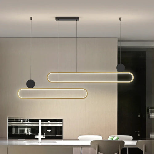 Modern and simple LED dining room chandelier, Nordic gold living room, kitchen lights, bar, meeting room decorative lighting - vue 3 sur 16