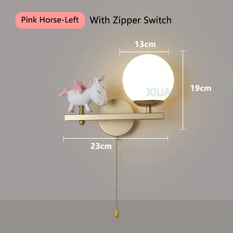 applique murale licorne rose pour chambre d'enfant - vue 17 sur 23