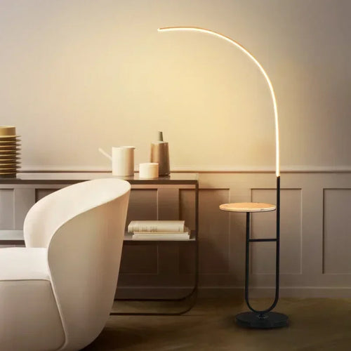 lampadaire à led avec rangement design minimaliste pour lecture et détente - vue 3 sur 8