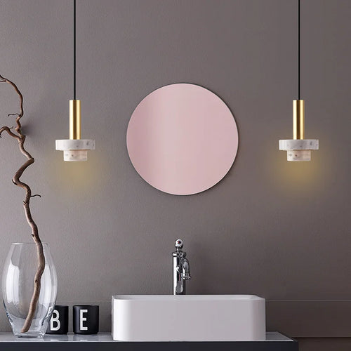 Suspension Lustre nordique Simple moderne luxe marbre Restaurant couloir allée café balcon bar chevet lampe décorative - vue 7 sur 9