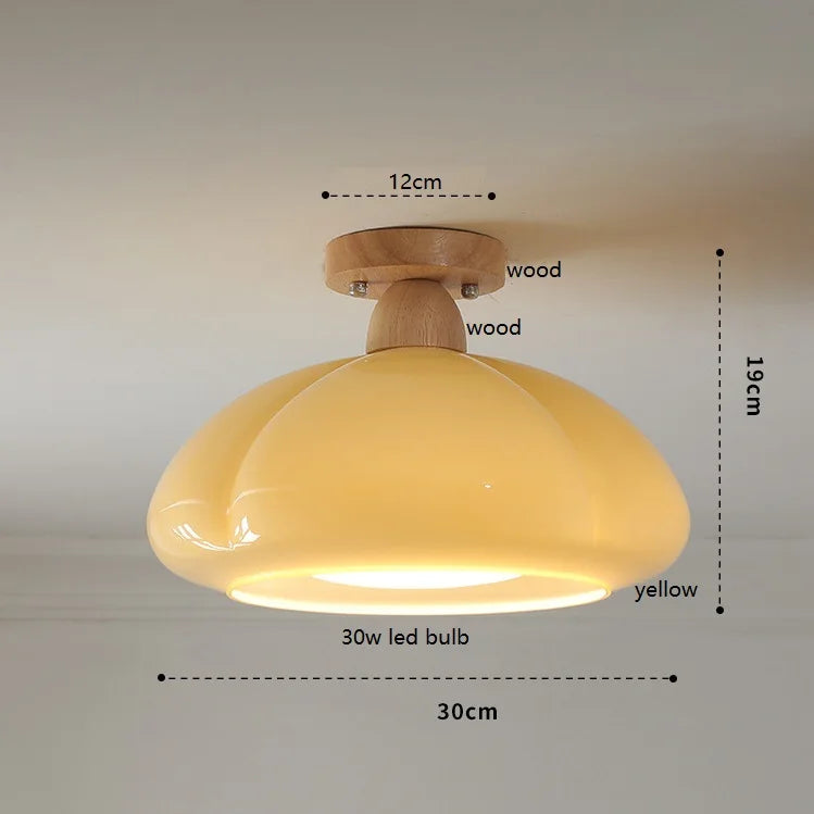 suspension citrouille verre led style japonais vintage bois - vue 13 sur 15