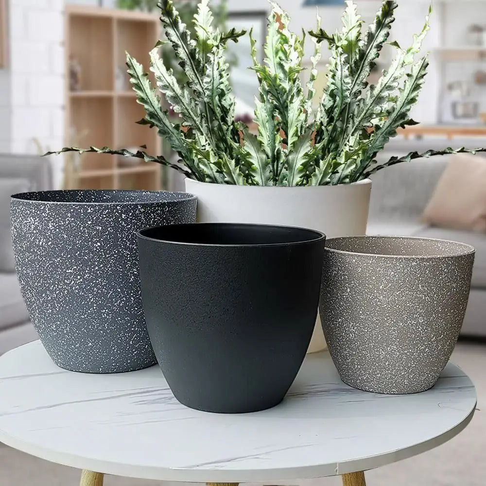 pot de fleurs tendance en plastique imitation pierre pour bonsaï et balcon - vue 9 sur 10