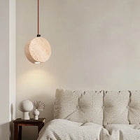lustre vintage avec abat-jour cloche en pierre naturelle
