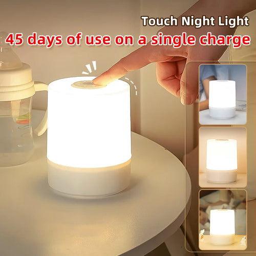 lampe de table usb rechargeable avec veilleuse trois couleurs - vue 2 sur 7