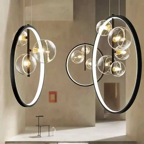 suspension moderne en verre à bulles pour restaurant et décoration intérieure - vue 3 sur 9
