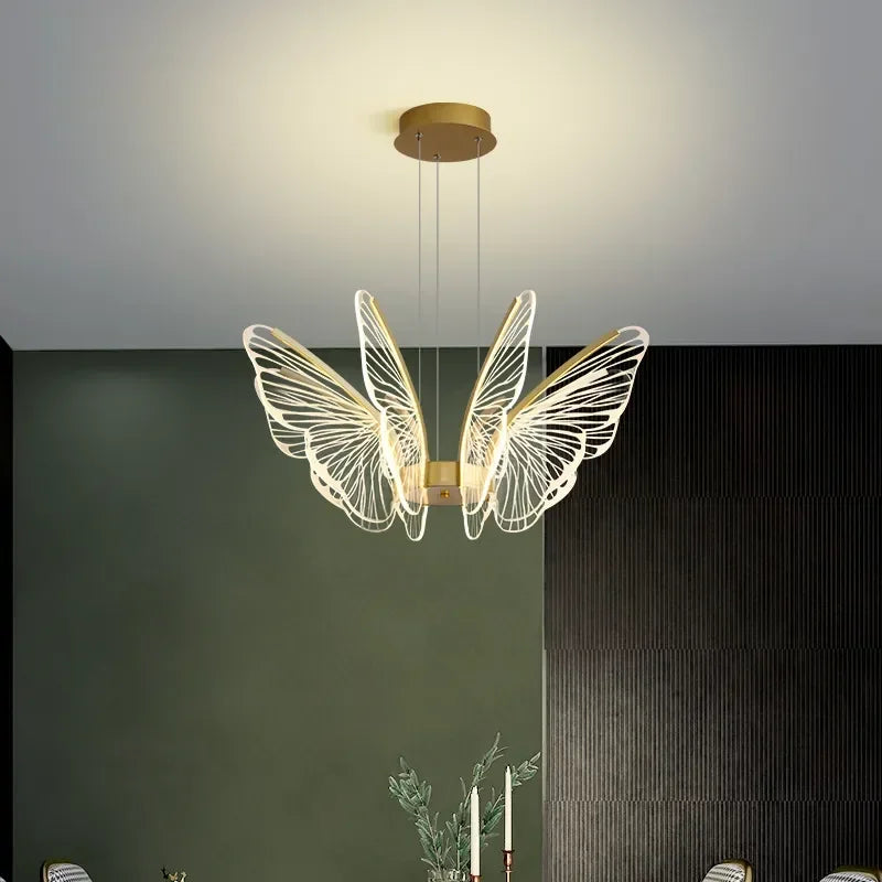 lustre papillon moderne créatif lampe décorative intelligente - vue 2 sur 9