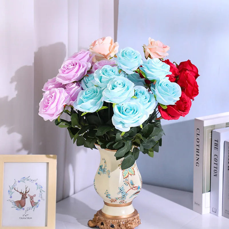 bouquet de roses artificielles pour mariage et décoration intérieure - vue 2 sur 27