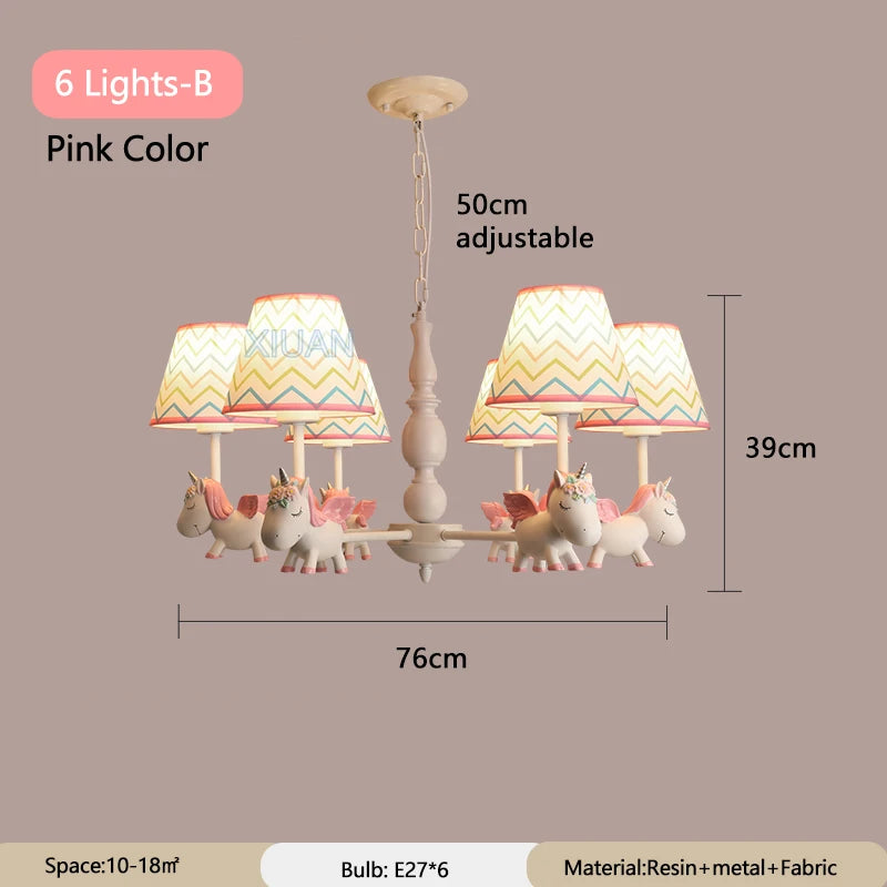 lustre licorne dessin animé pour chambre d'enfant suspendu - vue 13 sur 24