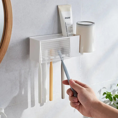 porte-brosse à dents mural et organisateur de salle de bain - vue 2 sur 8