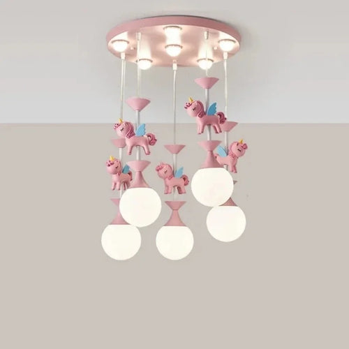 lustre led moderne carrousel pour enfants style princesse - vue 7 sur 12