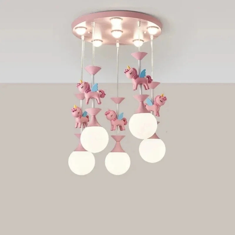 lustre led moderne carrousel pour enfants style princesse - vue 6 sur 12