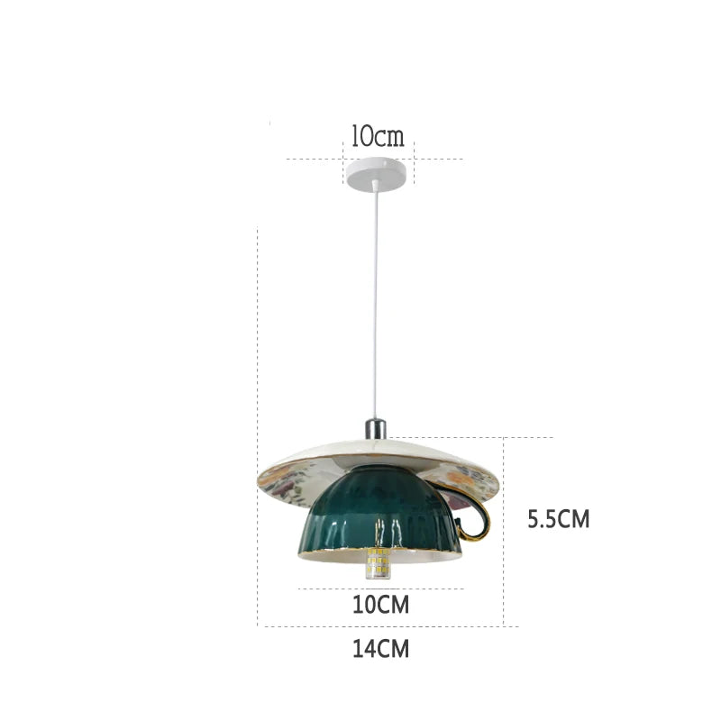 suspension en céramique design art thé éclairage led g4 - vue 12 sur 30