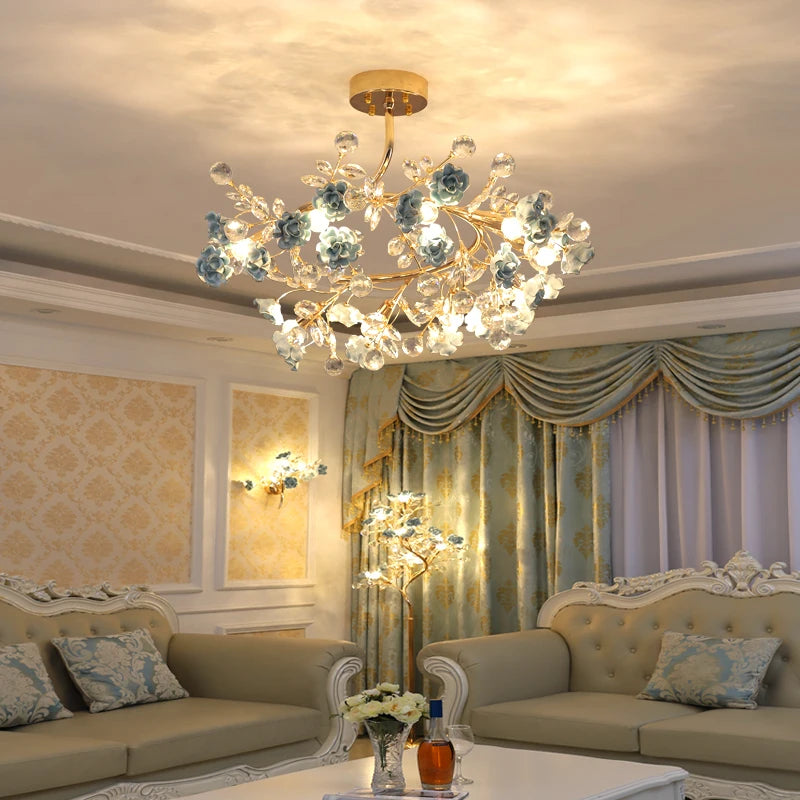 lustre en céramique italien éclairage cristal pour mariage et intérieur - vue 5 sur 14