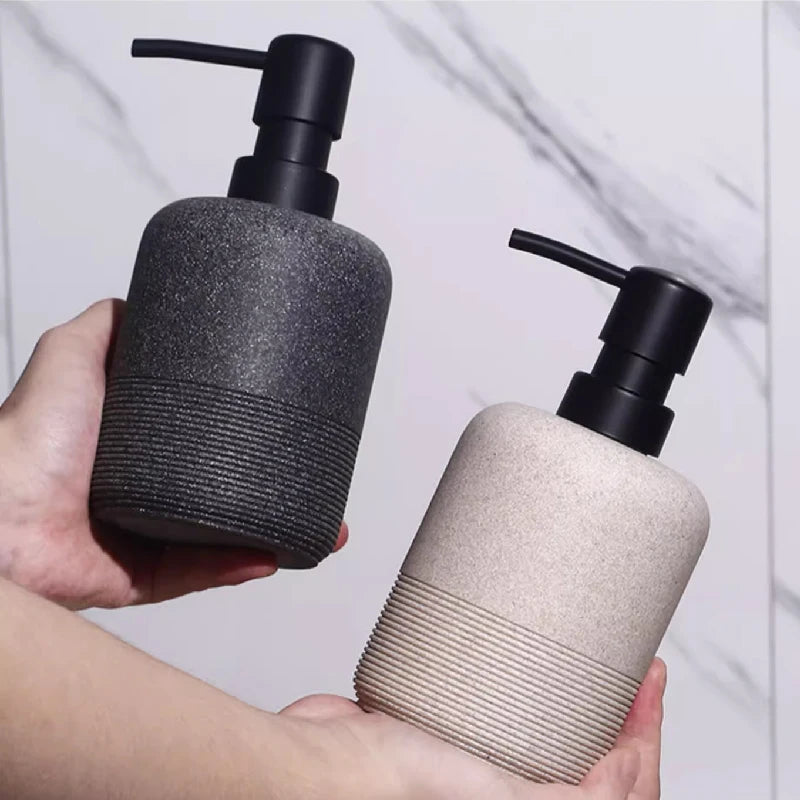 kit moderne d'accessoires de salle de bain en sable et gravier - vue 5 sur 18