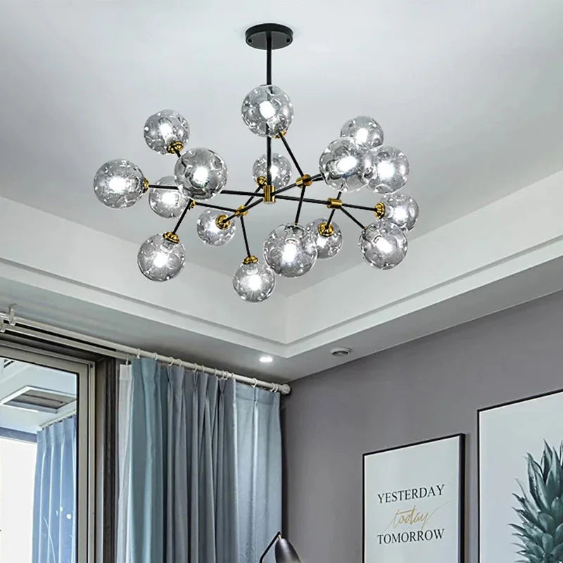 Modern minimalist kitchen, family, bedroom, dining-room, droplight attic luxury glass bubbles molecular droplight - vue 1 sur 9