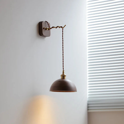 applique murale led moderne en bois de noyer nordique wabi-sabi - vue 5 sur 21