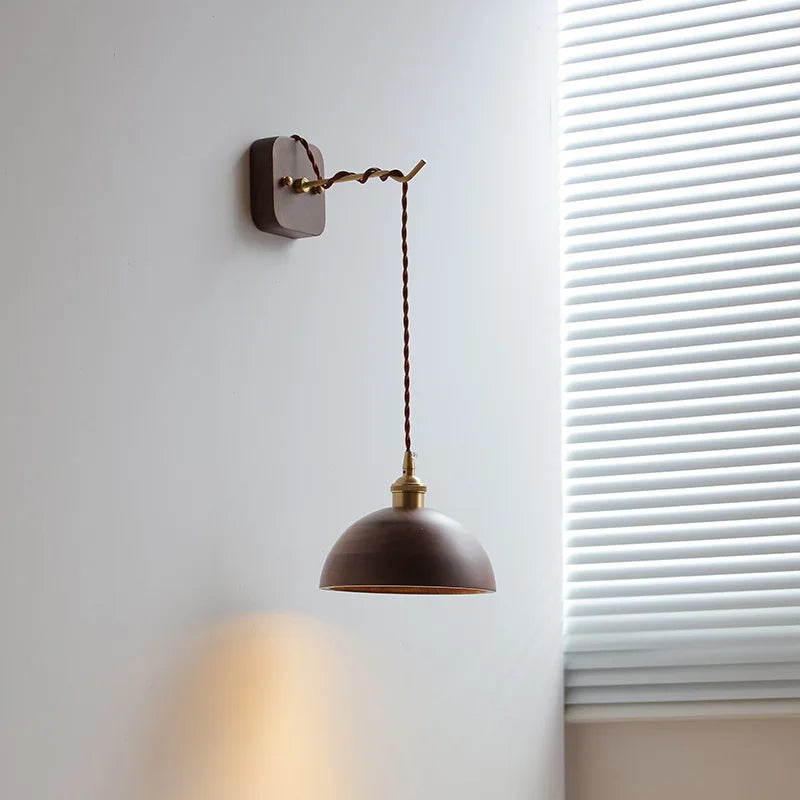 applique murale led moderne en bois de noyer nordique wabi-sabi - vue 4 sur 21