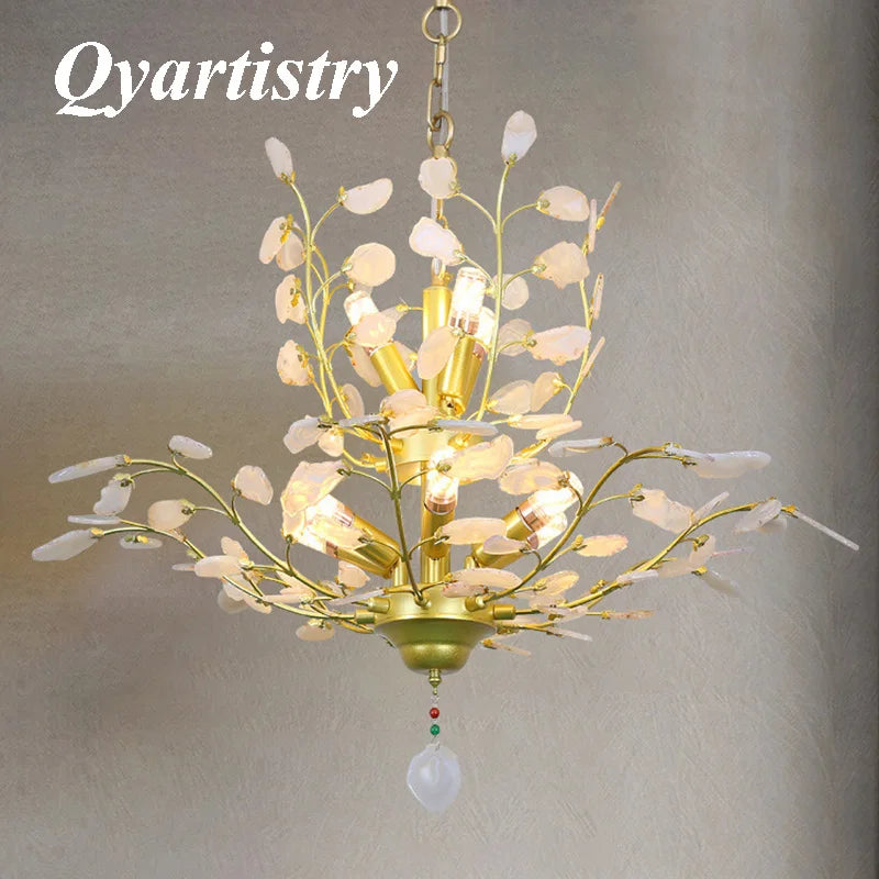 lustre led en agate naturelle idéal pour décoration romantique - vue 1 sur 15