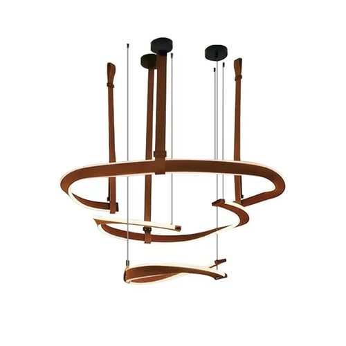 Modern leather Led chandelier dimmable dining room, living room, bedroom, hall chandelier, home decoration lighting fixture - vue 7 sur 10