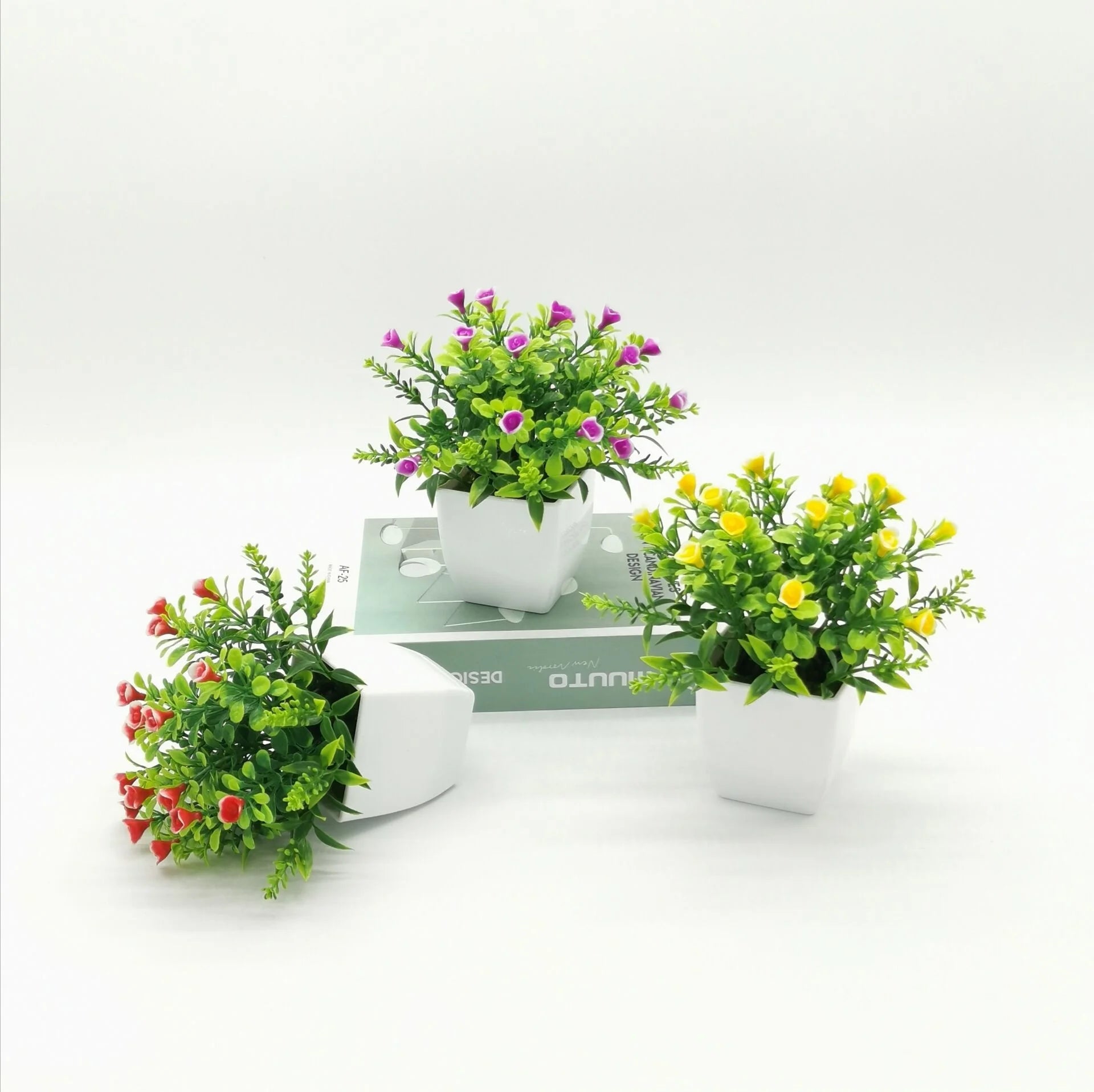 petite rose en pot bonsaï décoration plantes artificielles pour intérieur - vue 3 sur 12