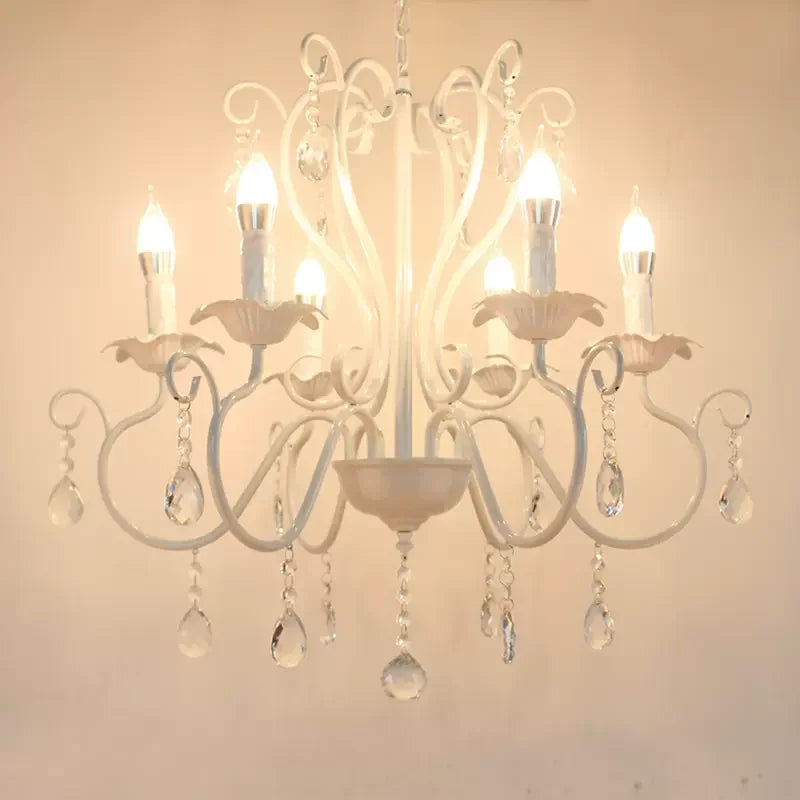 lampe à bougie en fer et cristal de luxe pour décoration intérieure - vue 3 sur 12