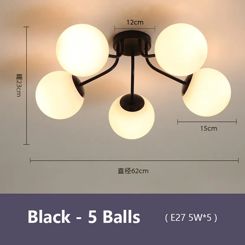 suspension led nordique en verre pour décoration intérieure