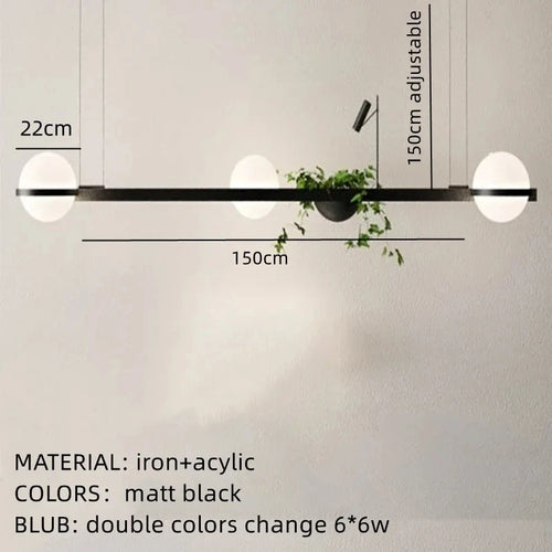 lustre moderne diy led avec pot de fleurs pour jardin céleste - vue 12 sur 18