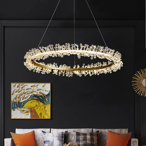 lustre nordique de luxe en cristal pour décoration moderne - vue 6 sur 17