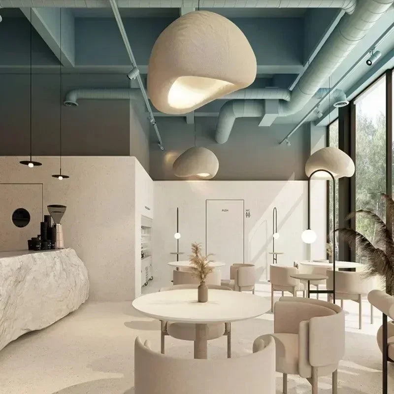 Japanese Pendant Light Resin Suspension Ceiling Chandelier Hanging Lamp for Living Dining Room Kitchen Loft Staircase - vue 5 sur 30