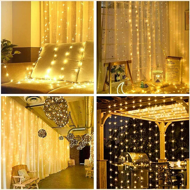 guirlande lumineuse rideau led usb pour décorations festives et célébrations - vue 4 sur 9