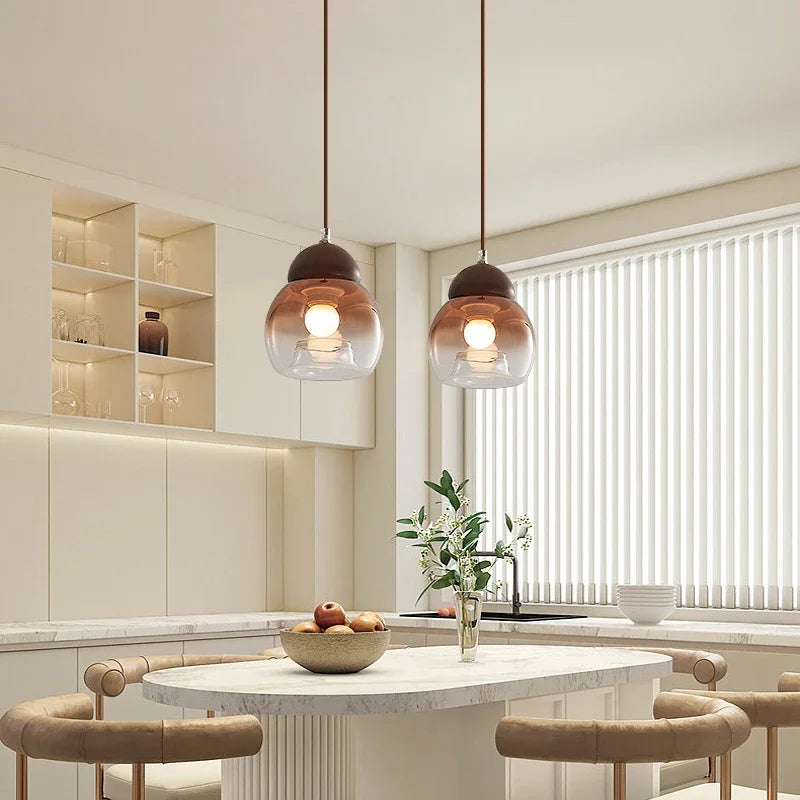 lustre rétro suspendu en verre pour décoration moderne - vue 4 sur 8