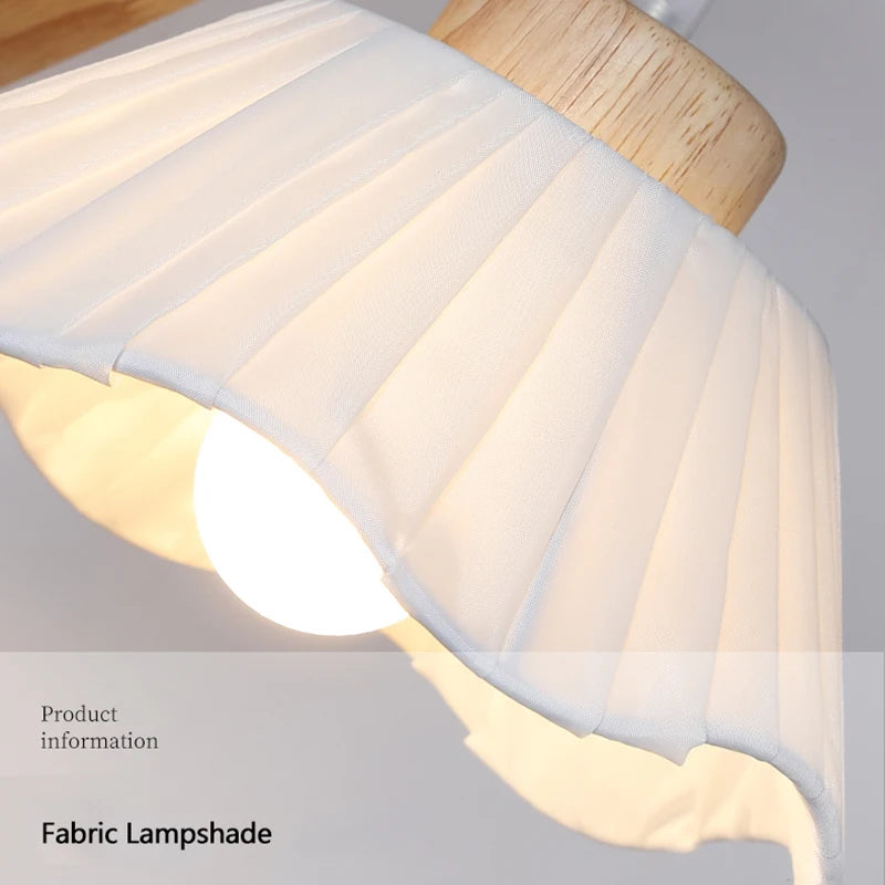 Japanese Wood Wall Lamp Wabi-sabi Style Bedside Light Fabric Lampshade Chinese Lantern Wall Light for Living Room Restaurant E27 - vue 5 sur 8