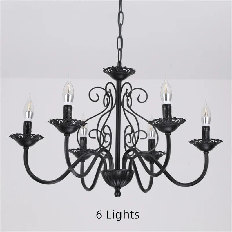 lustre rétro en fer forgé style campagnard américain pour décoration intérieure - vue 12 sur 12