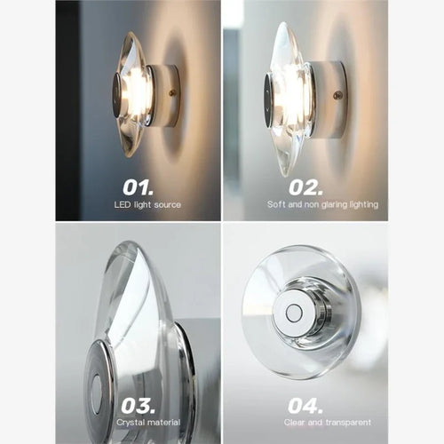 lampe de chevet en cristal italien pour décoration intérieure élégante - vue 6 sur 8