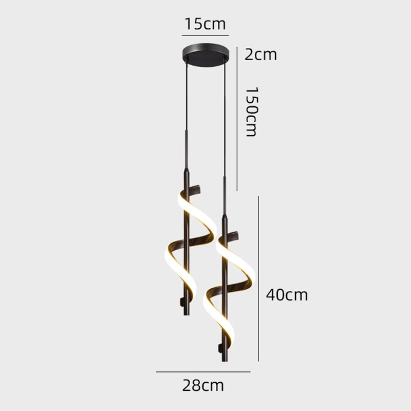 Suspension design LED métallique ondulé Polino - vue 7 sur 7