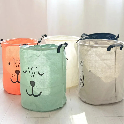 panier à linge imperméable en coton et lin pliable - vue 2 sur 16