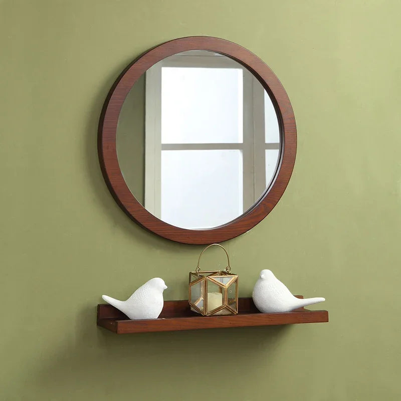 miroir vintage mural en bois de frêne pour salle de bain - vue 4 sur 7
