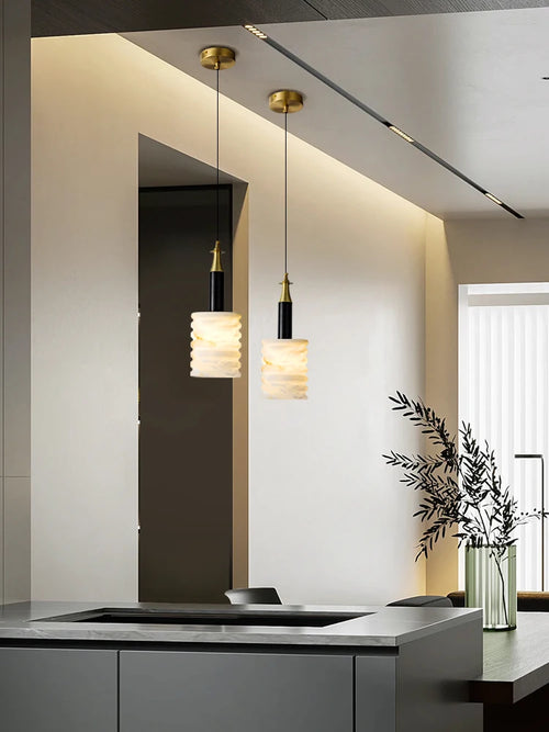 suspension moderne en pierre naturelle pour un éclairage minimaliste - vue 2 sur 8