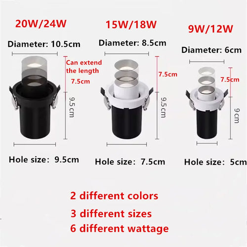 spot led rotatif encastrable en aluminium design moderne avec puce epistar - vue 4 sur 5