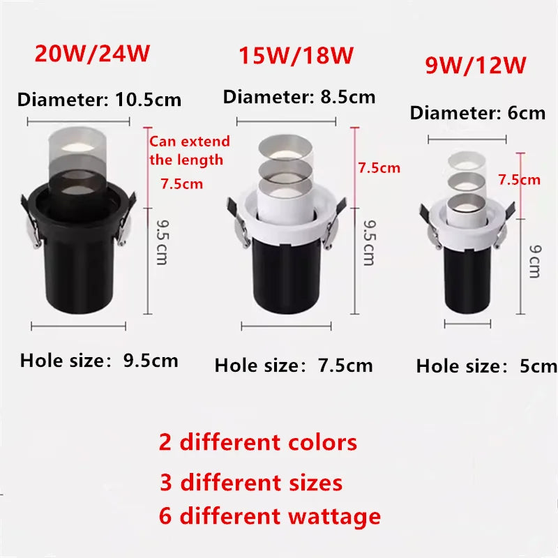 spot led rotatif encastrable en aluminium design moderne avec puce epistar - vue 4 sur 5