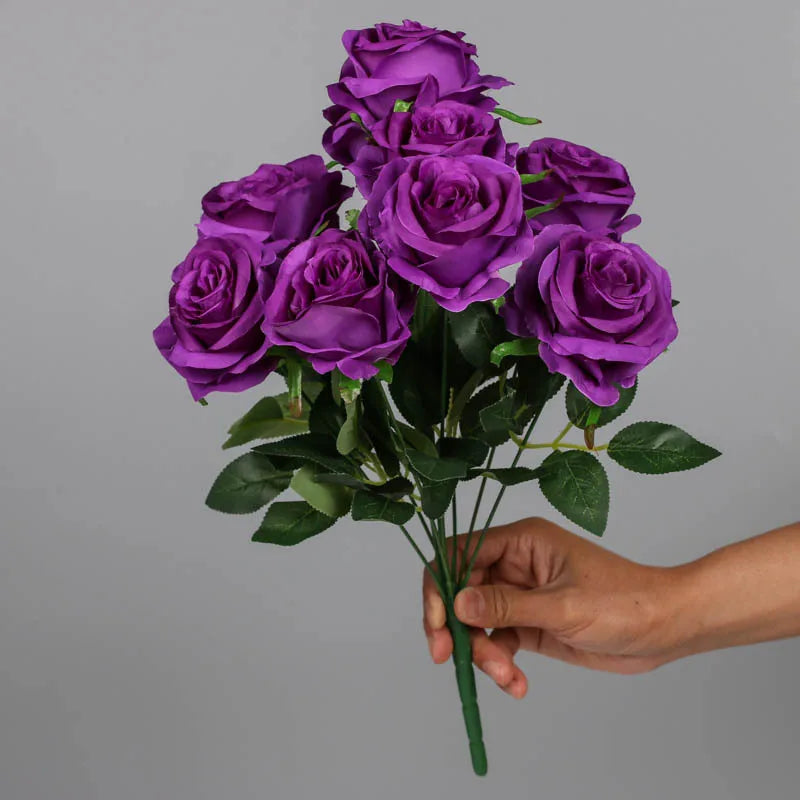 bouquet de roses artificielles en soie pour décoration intérieure - vue 4 sur 15