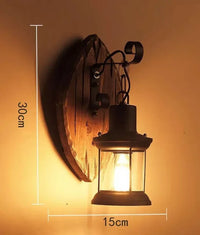 Applique murale LED industrielle rétro en bois