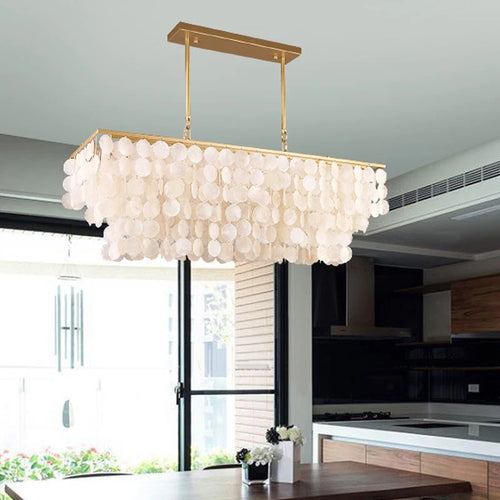 2024 Modern simple living room Scandinavian shell dining room romantic light luxury checkroom B&B rectangular suction chandelier - vue 3 sur 7