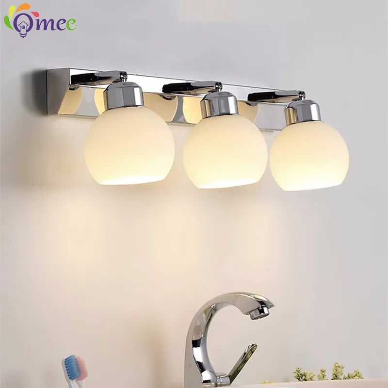éclairage vanité salle bains cristal moderne chrome noir acier inoxydable miroir e26 - vue 2 sur 9