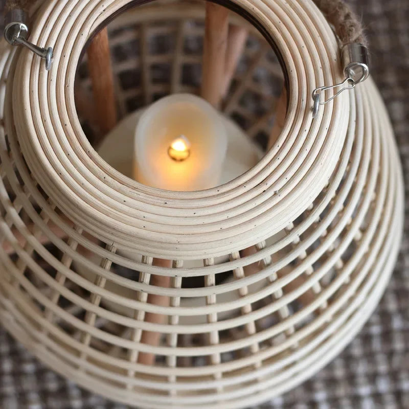 Lampe à vent en rotin avec pieds - vue 10 sur 18