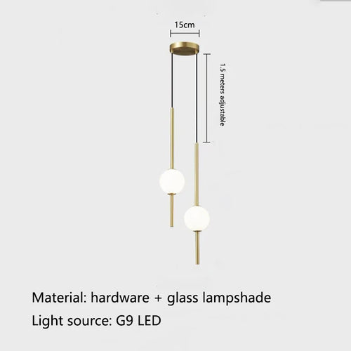 Nordique LED simple boule de verre lustre chambre chevet longue ligne lampes suspendues restaurant moderne décoration intérieure lampe lustre - vue 6 sur 10