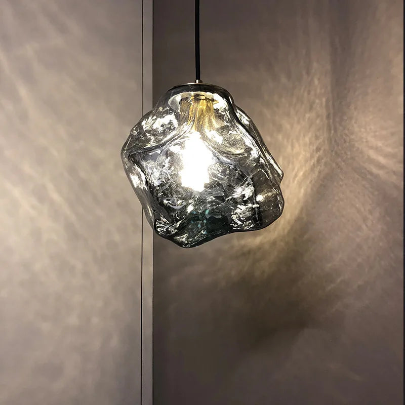 lustre nordique en verre lave glace forme créative rétro - vue 6 sur 9