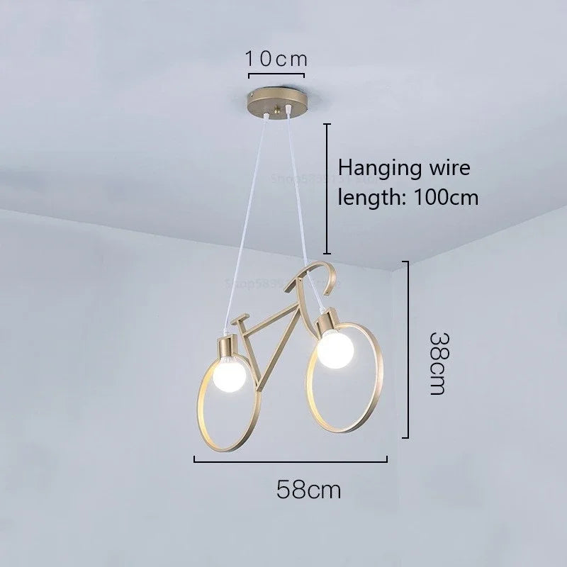 suspension modernes en fer forme vélo pour décoration maison - vue 12 sur 12